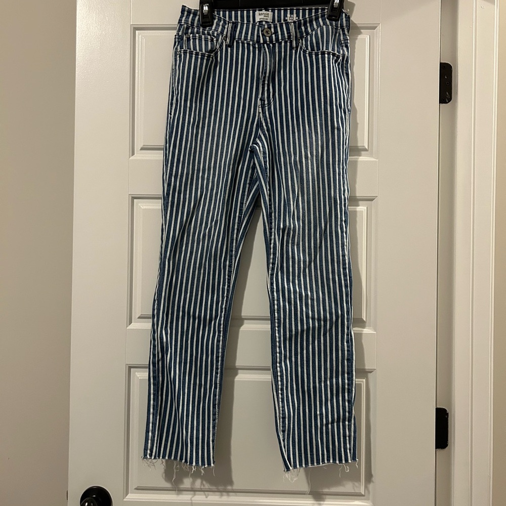 Kensie Blue and White Striped Jeans